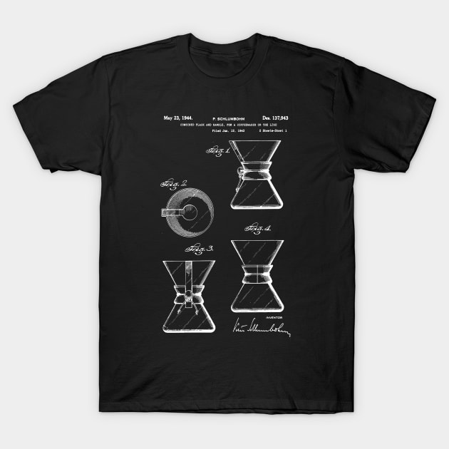 Coffee Chemex patent art / coffee chemex Patent Illustration T-Shirt by Anodyle